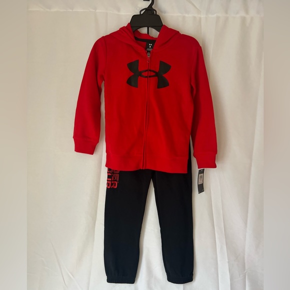 Under Armour Boys 2 Piece Zip Up Hooded Jacket Size 6 - Picture 1 of 8